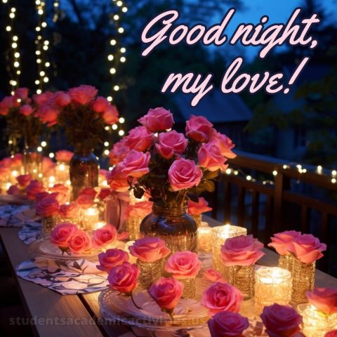 Good night images love picture roses on the table gratis